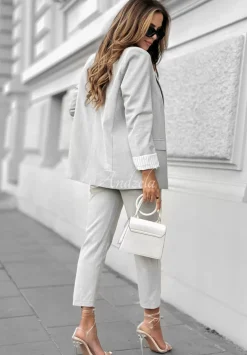 Eleganckie Spodnie Cygaretki Elite Elegance Jasnoszare