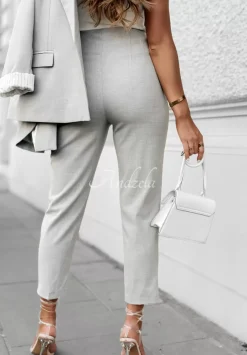 Eleganckie Spodnie Cygaretki Elite Elegance Jasnoszare