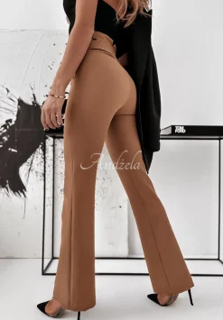 Eleganckie Spodnie Dzwony Suprime Camelowe