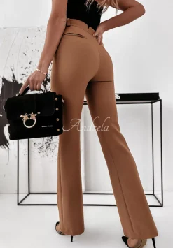 Eleganckie Spodnie Dzwony Suprime Camelowe