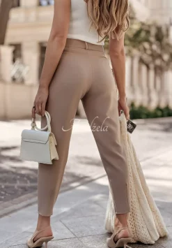 Eleganckie Spodnie Fashion Chic Camelowe