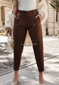 Eleganckie Spodnie Fashion Chic Czekoladowe