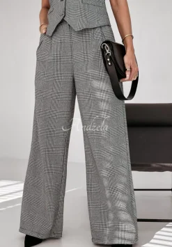 Eleganckie Spodnie W Krate Outstanding Szare