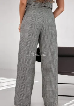 Eleganckie Spodnie W Krate Outstanding Szare