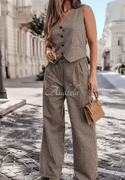 Eleganckie Spodnie W Krate Outstanding Bezowe