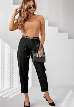 Eleganckie Spodnie W Paski Dalston Czarne