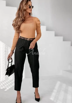 Eleganckie Spodnie W Paski Dalston Czarne