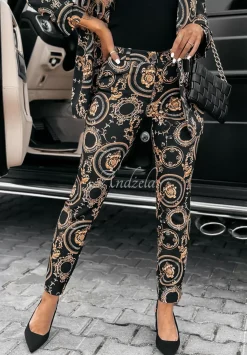 Eleganckie Spodnie We Wzory Premium Czarne