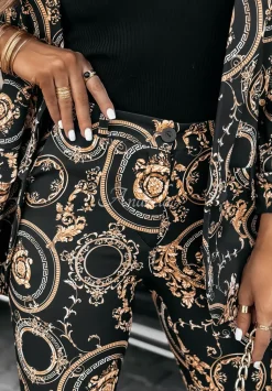 Eleganckie Spodnie We Wzory Premium Czarne