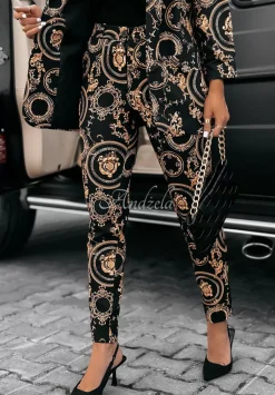 Eleganckie Spodnie We Wzory Premium Czarne