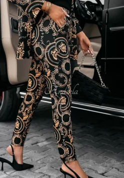 Eleganckie Spodnie We Wzory Premium Czarne