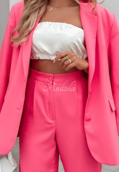 Eleganckie Spodnie Wide Leg Think About Me Neonowy Rozowy
