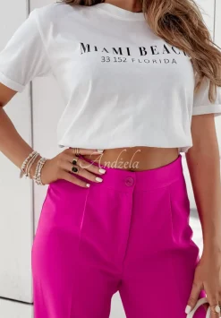 Eleganckie Spodnie Wide Leg Royale Fuksjowe