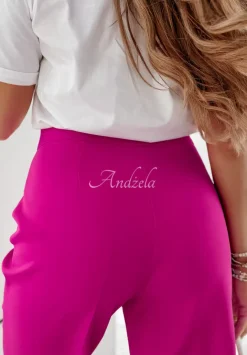 Eleganckie Spodnie Wide Leg Royale Fuksjowe