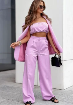 Eleganckie Spodnie Wide Leg Think About Me Liliowe