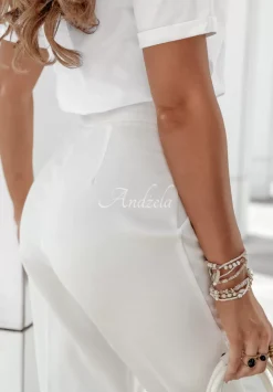 Eleganckie Spodnie Wide Leg Royale Ecru