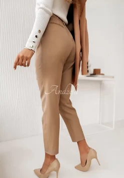 Eleganckie Spodnie Z Ozdobnymi Guzikami Tristan Jasnocamelowe