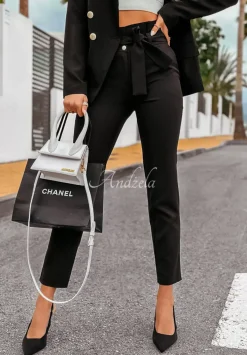 Eleganckie Spodnie Z Paskiem I Want It, I Got It Czarne