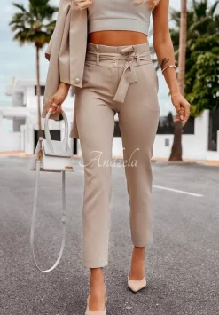Eleganckie Spodnie Z Paskiem I Want It, I Got It Nude