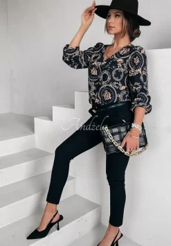 Eleganckie Spodnie Z Paskiem Admire Granatowe