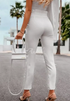 Eleganckie Spodnie Z Paskiem I Want It, I Got It Ecru