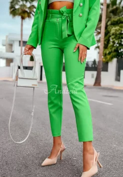 Eleganckie Spodnie Z Paskiem I Want It, I Got It Zielone