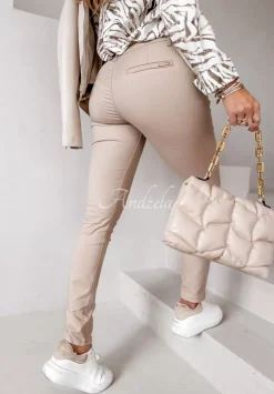 Eleganckie Spodnie Z Paskiem Derril Nude