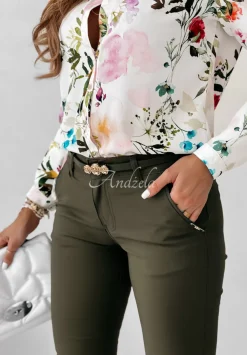 Eleganckie Spodnie Z Paskiem Derril Khaki