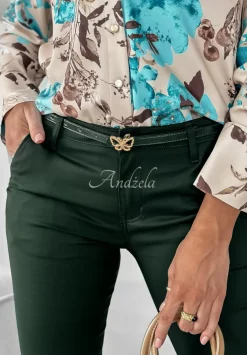 Eleganckie Spodnie Z Paskiem Admire Butelkowa Zielen