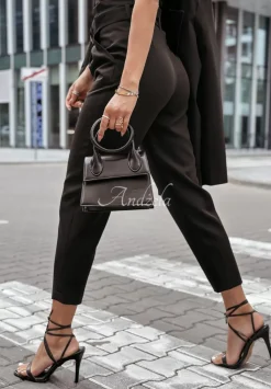 Eleganckie Spodnie Z Wysokim Stanem First Impression Czarne