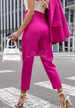 Eleganckie Spodnie Z Wysokim Stanem First Impression Fuksjowe