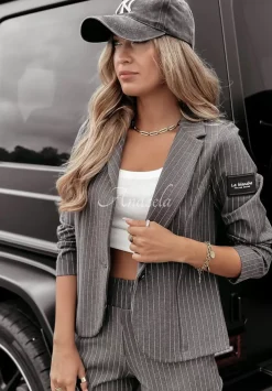 Garnitur Damski W Paski Designer'S Choice Szary