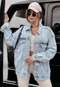 Jeansowa Kurtka Oversize Fashionista Jasnoniebieska