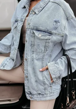 Jeansowa Kurtka Oversize Fashionista Jasnoniebieska