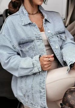 Jeansowa Kurtka Oversize Fashionista Jasnoniebieska