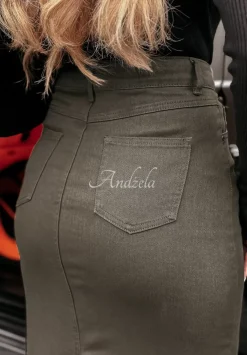 Jeansowa Spodnica Midi Feeling Connection Khaki