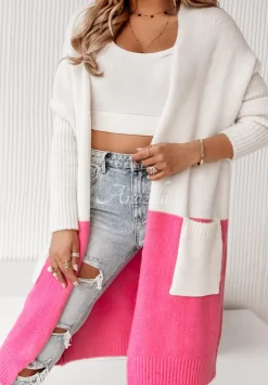 Kardigan Oversize My Favorites Bialo-Rozowy