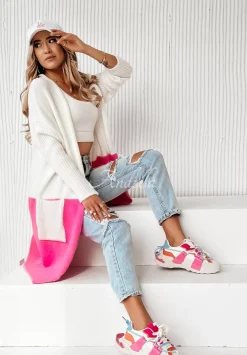 Kardigan Oversize My Favorites Bialo-Rozowy