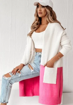 Kardigan Oversize My Favorites Bialo-Rozowy