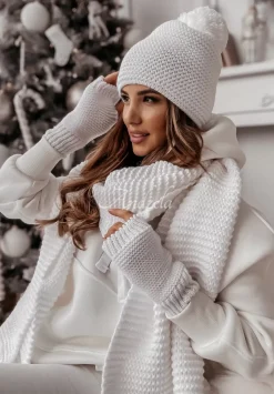 Komplet Czapka, Szalik, Rekawiczki 3In1 Icy Star Ecru