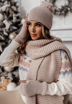 Komplet Czapka, Szalik, Rekawiczki 3In1 Icy Star Nude