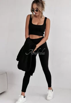 Komplet Dresowy 3In1 Bluza, Legginsy I Top Classic Comfort Czarny