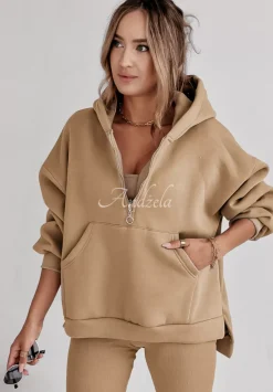 Komplet Dresowy 3In1 Bluza, Legginsy I Top Classic Comfort Camelowy
