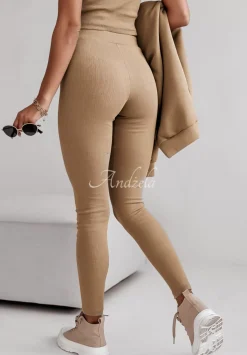 Komplet Dresowy 3In1 Bluza, Legginsy I Top Classic Comfort Camelowy
