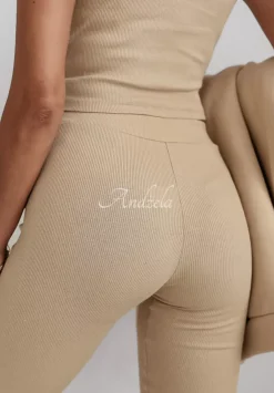 Komplet Dresowy 3In1 Bluza, Legginsy I Top Classic Comfort Bezowy
