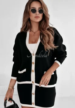 Komplet Spodniczka I Kardigan Glamour Glow Czarno-Bialy
