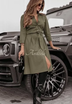Koszulowa Sukienka Z Paskiem Start Creating Khaki