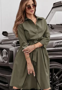 Koszulowa Sukienka Z Paskiem Start Creating Khaki