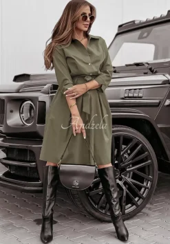Koszulowa Sukienka Z Paskiem Start Creating Khaki