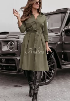 Koszulowa Sukienka Z Paskiem Start Creating Khaki